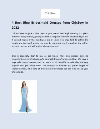4 Best Blue Bridesmaid Dresses from ChicSew in 2022