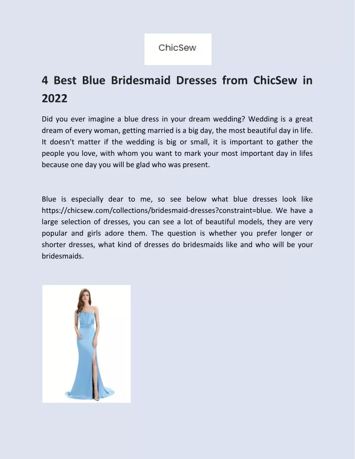 4 best blue bridesmaid dresses from chicsew