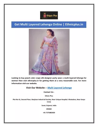 get multi layered lehenga online ethnicplus in