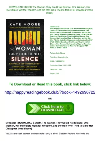 DOWNLOAD EBOOK The Woman They Could Not Silence One Woman  Her Incredible Fight