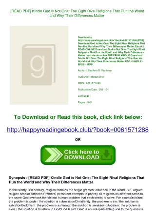 [READ PDF] Kindle God is Not One The Eight Rival Religions That Run the World an