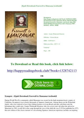 (Epub Download) Farewell to Manzanar textbook$