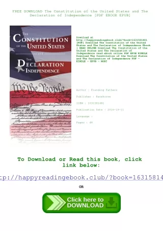 FREE DOWNLOAD The Constitution of the United States and The Declaration of Indep