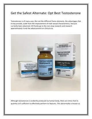 Get the Safest Alternate Opt Best Testosterone