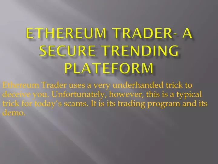 ethereum trader uses a very underhanded trick