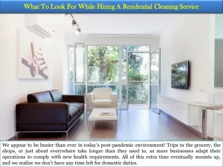 what to look for while hiring a residential cleaning service