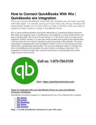how to connect quickbooks with wix quickbooks