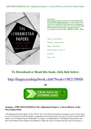 [PDF EPUB KINDLE] The Afghanistan Papers A Secret History of the War Online Book