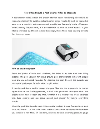 how often should a pool cleaner filter be cleaned