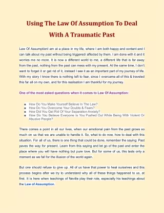 Using The Law Of Assumption To Deal With A Traumatic Past