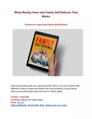 what really goes into family self defense that