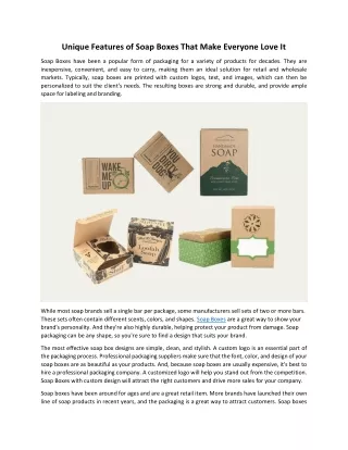 unique features of soap boxes that make everyone