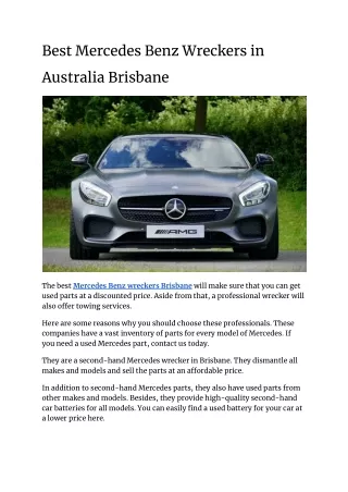 Best Mercedes Benz Wreckers in Australia Brisbane