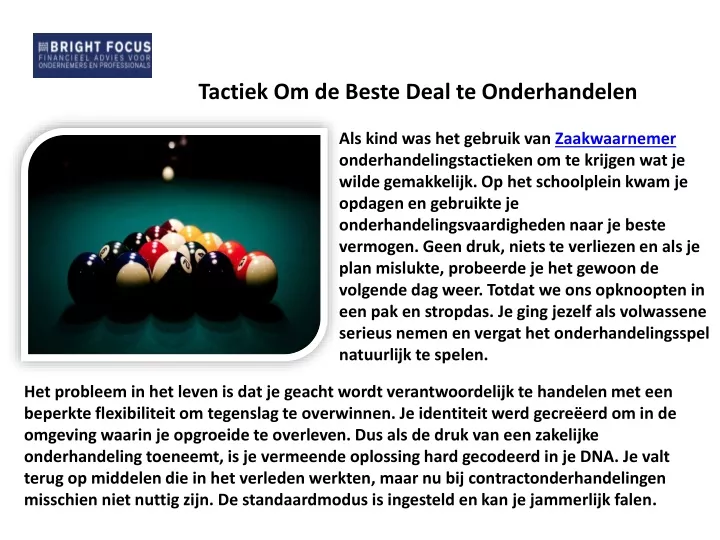 tactiek om de beste deal te onderhandelen