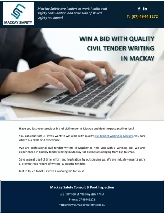 WIN A BID WITH QUALITY CIVIL TENDER WRITING IN MACKAY