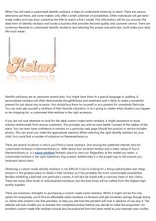 when you will need a customized identify necklace