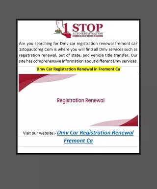 Dmv Car Registration Renewal in Fremont Ca