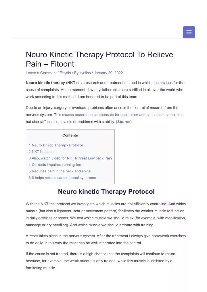 neuro kinetic therapy protocol to relieve pain