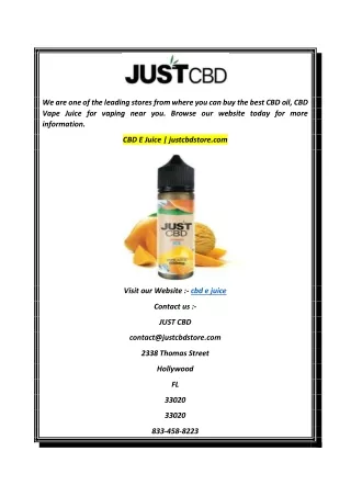 CBD E Juice  justcbdstore.com