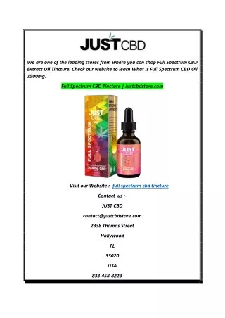 Full Spectrum CBD Tincture  Justcbdstore.com