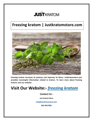 Freezing kratom | Justkratomstore.com