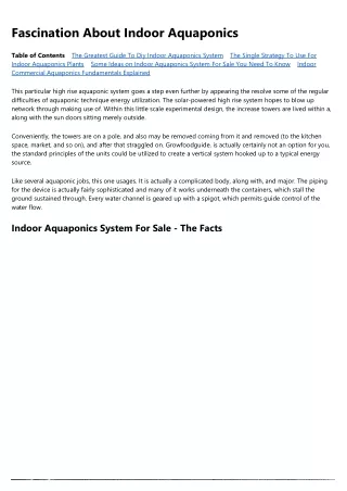 fascination about indoor aquaponics