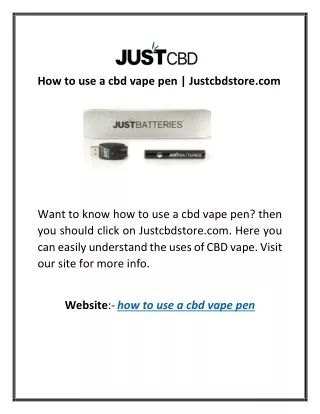 How to use a cbd vape pen | Justcbdstore.com