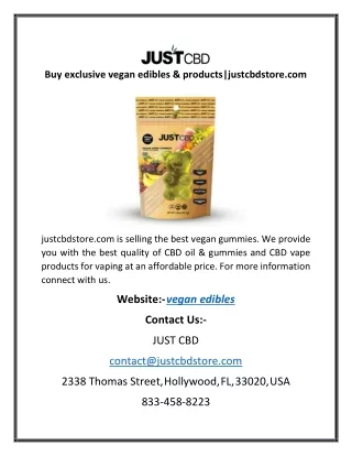 Buy exclusive vegan edibles & products|justcbdstore.com