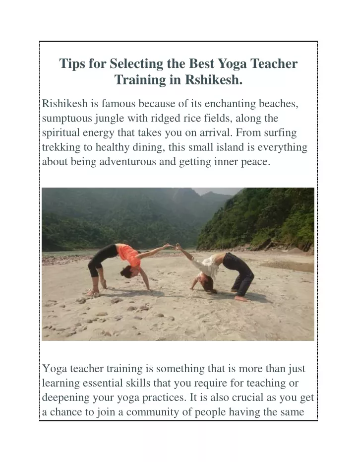 tips for selecting the best yoga teacher training