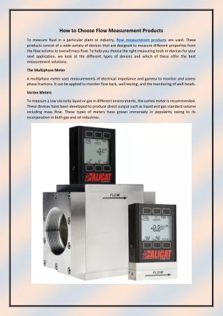 how to choose flow measurement products