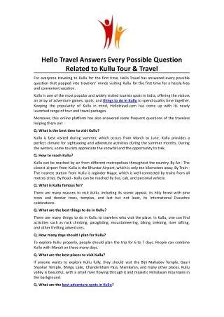 hello travel answers every possible question