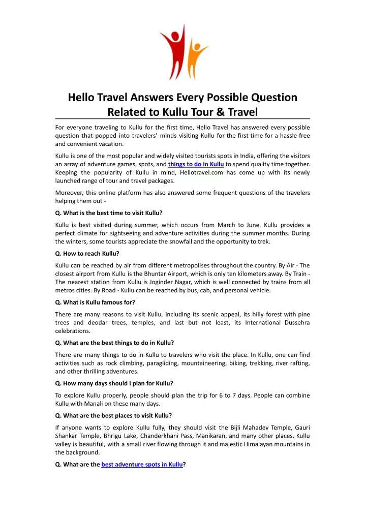 hello travel answers every possible question