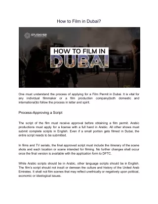 How to Film in Dubai
