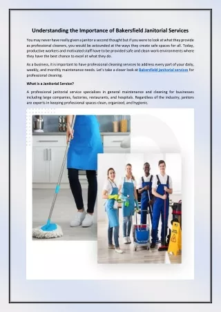 Understanding the Importance of Bakersfield Janitorial Services