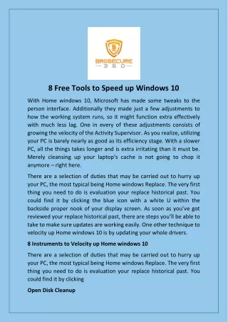 8 Free Tools to Speed up Windows 10