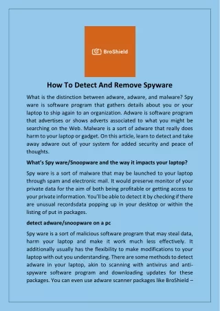 How To Detect And Remove Spyware