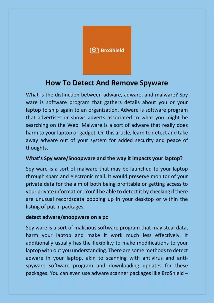 how to detect and remove spyware