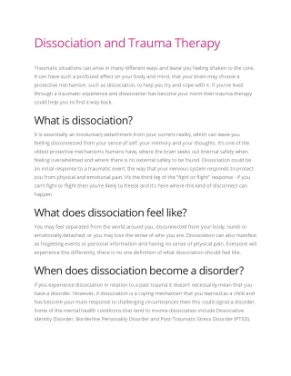 dissociation and trauma therapy
