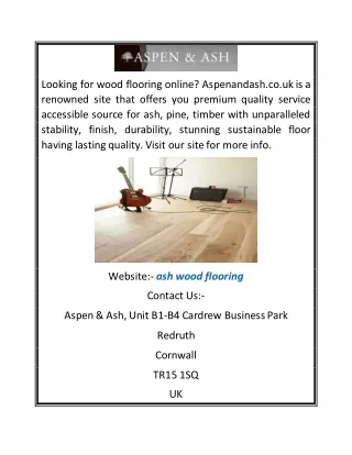 Ash Wood Flooring | Aspenandash.co.uk