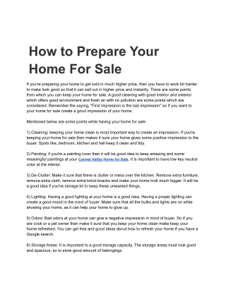 How to Prepare Your Home For Sale