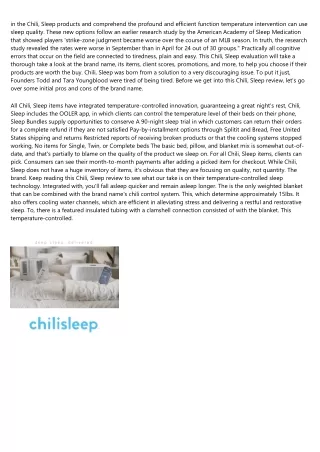 in the chili sleep products and comprehend