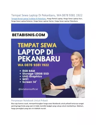 Tempat Sewa Laptop Di Pekanbaru, WA 0878 9381 1922