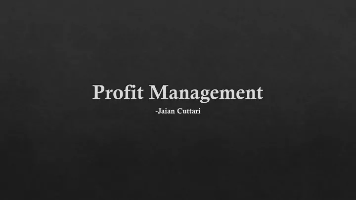 profit management