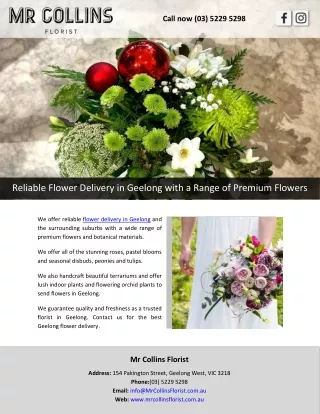 Reliable Flower Delivery in Geelong with a Range of Premium Flowers