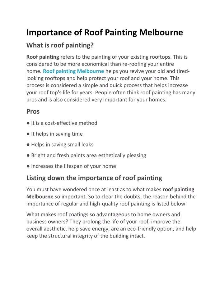 importance of roof painting melbourne