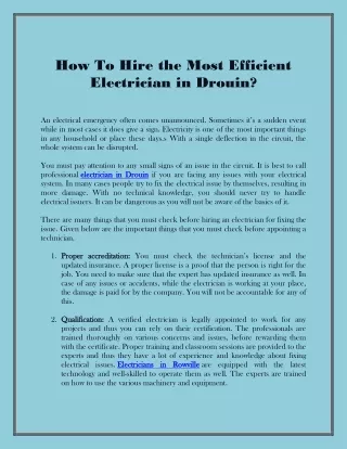 how to hire the most efficient electrician