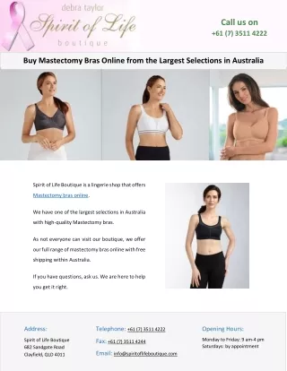 Buy Mastectomy Bras Online from the Largest Selections in Australia