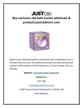 Buy exclusive cbd bath bombs wholesale & products|justcbdstore.com