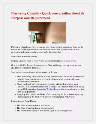 plastering cheadle quick conversation about