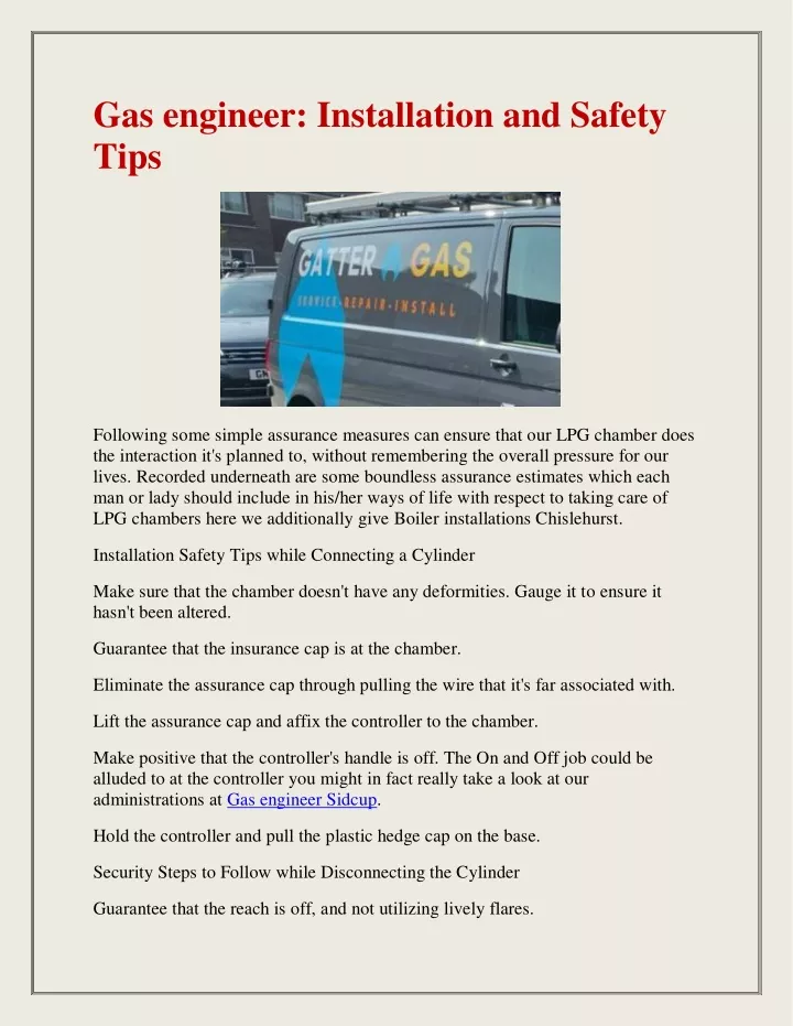 gas engineer installation and safety tips